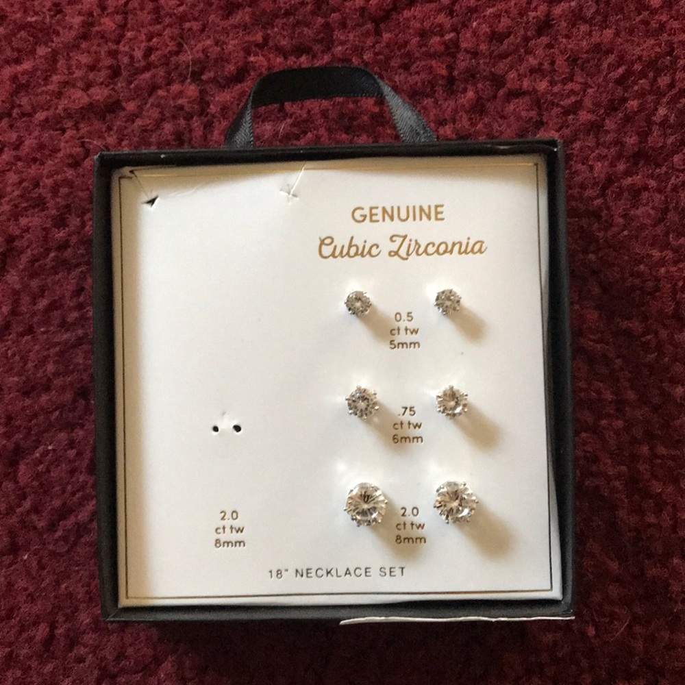 Cubic zirconia earrings set of 3