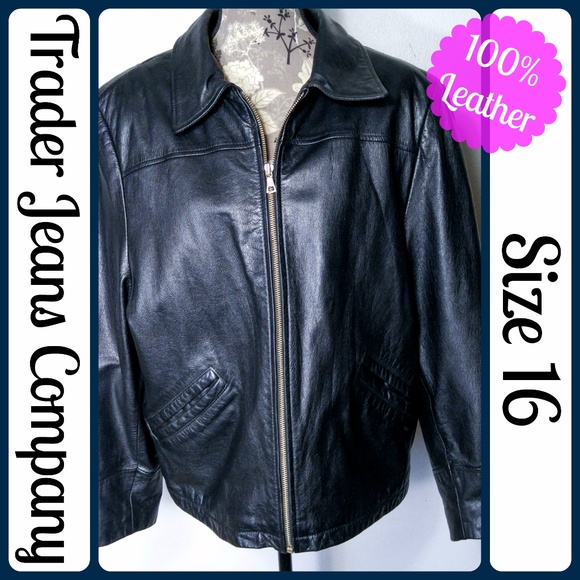 Trader Jeans Company Jackets & Blazers - Sz 16 Black Leather Jacket/Quited Lining