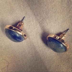 Gold and blue stone earrings