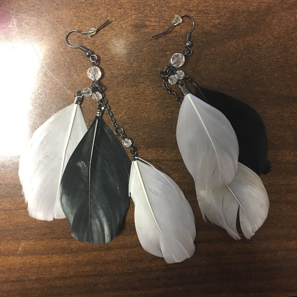 Handmade feathered earrings