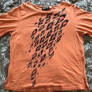 Bob Mackie Orange 3/4 Sleeve Shirt Cheetah Print