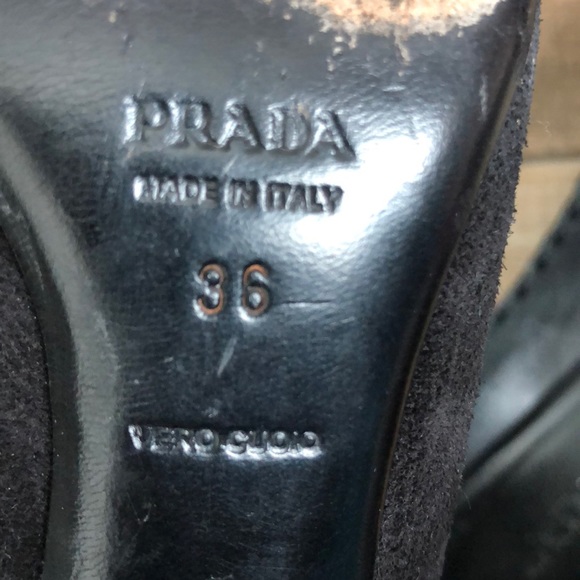 Prada Black Suede Pointy Woven Accent Comma Heel - Picture 7 of 8