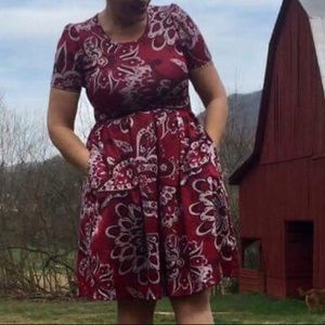 LuLaRoe Amelia red pattern dress, size M