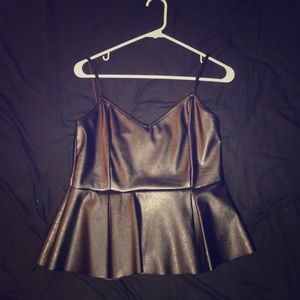 Black pleather Peplum top