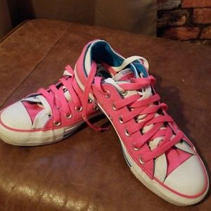 Hot pink and white converse