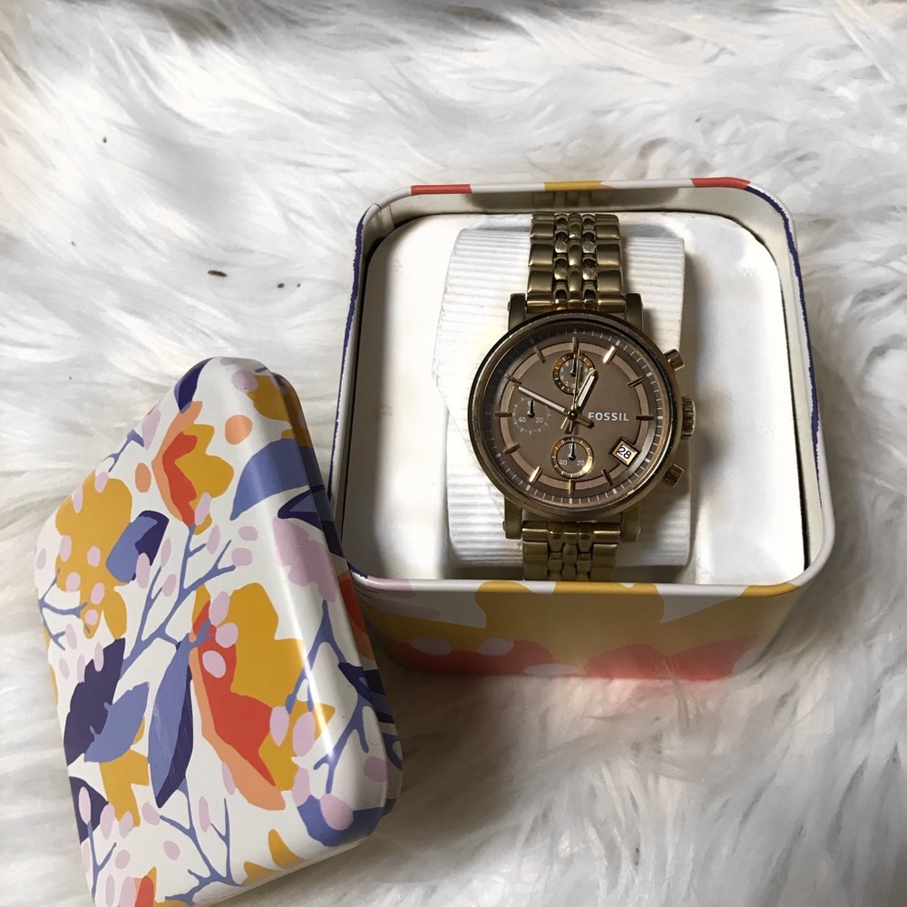 Gold Chronographic Fossil Watch
