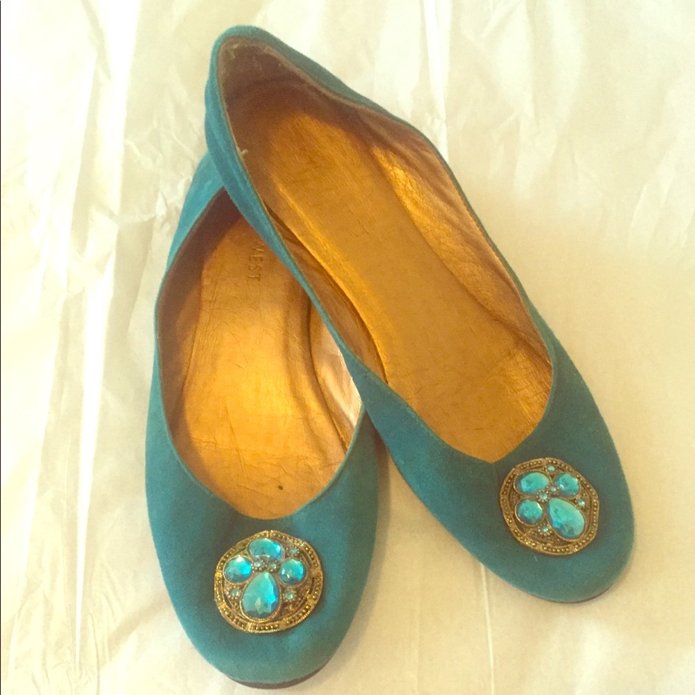 Nine West aqua blue flats