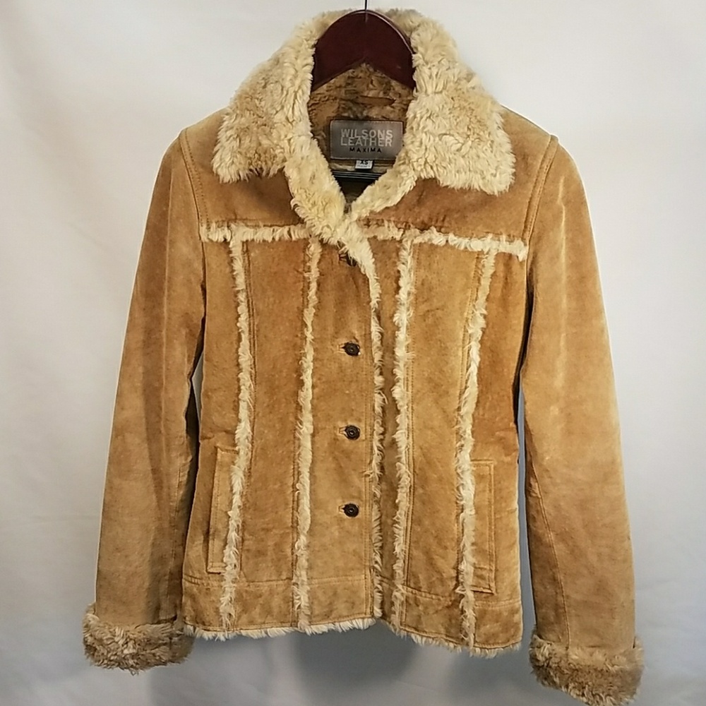 WILSONS LEATHER: Faux Fur Lined Tan Jacket XS