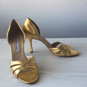 Manolo Blahnik Gold Heels