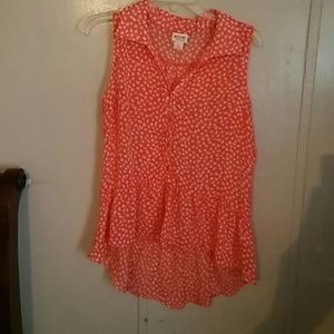 Sz LG sheer butterfly hi/lo top by Mossimo