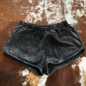 American Apparel Black Acid Wash Denim Shorts