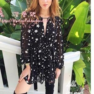 Star black long sleeves dress