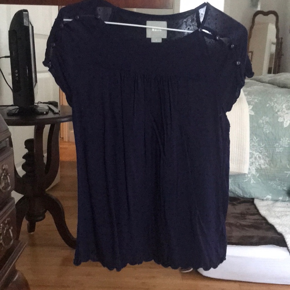 Navy Scallop Sleeve + Bottom Top