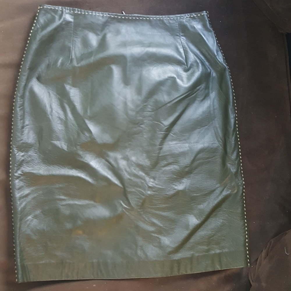 Beautiful green leather skirt