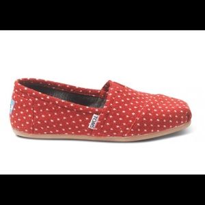 Toms Women's Red w/White Polka Dot Classic Shoes
