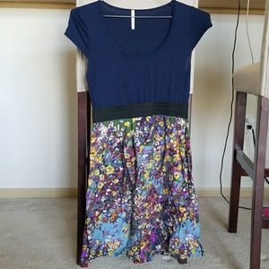 Navy and Floral Casual Day Dress