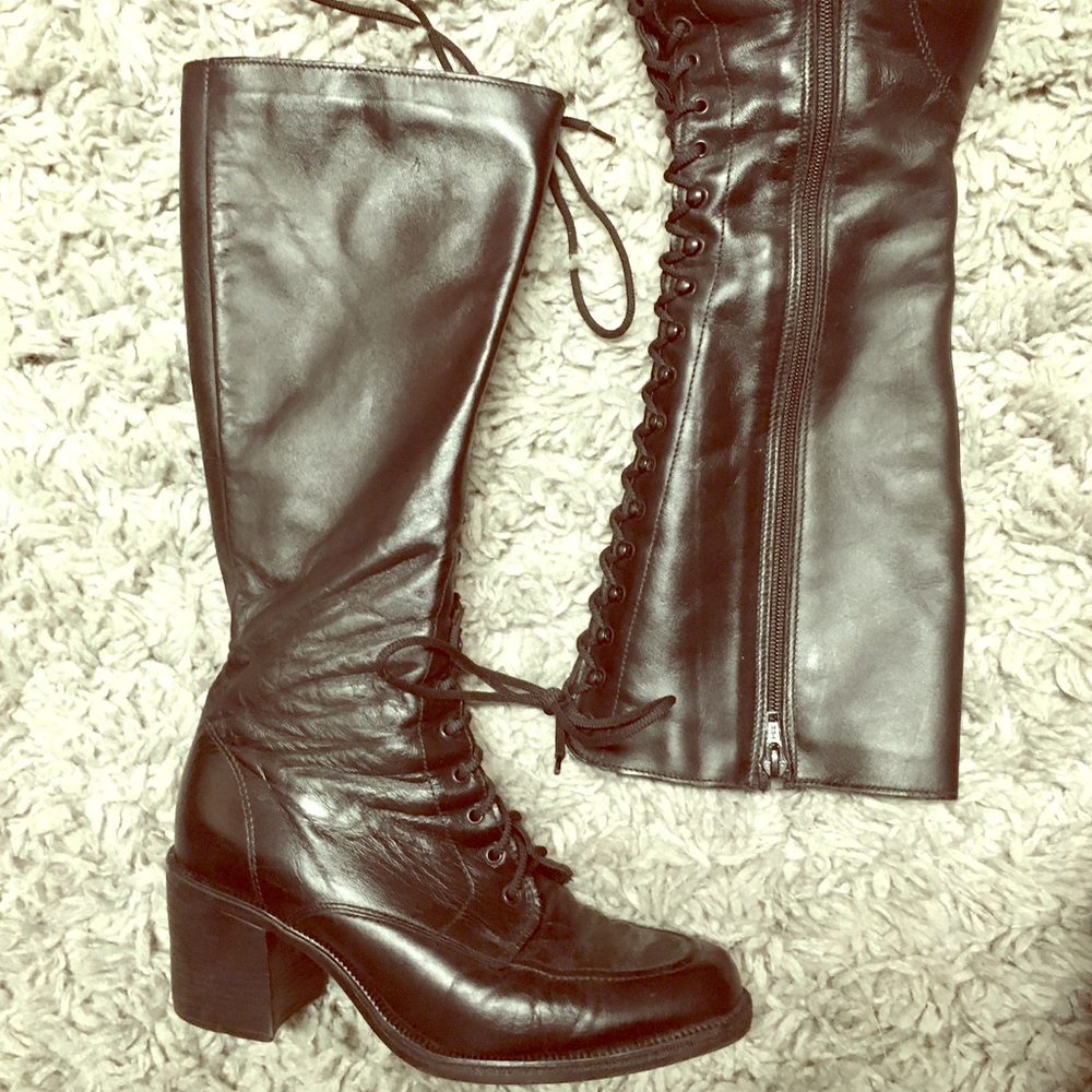 Knee high heeled boots