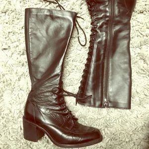 Knee high heeled boots
