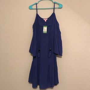 Alanna dress in bomber blue