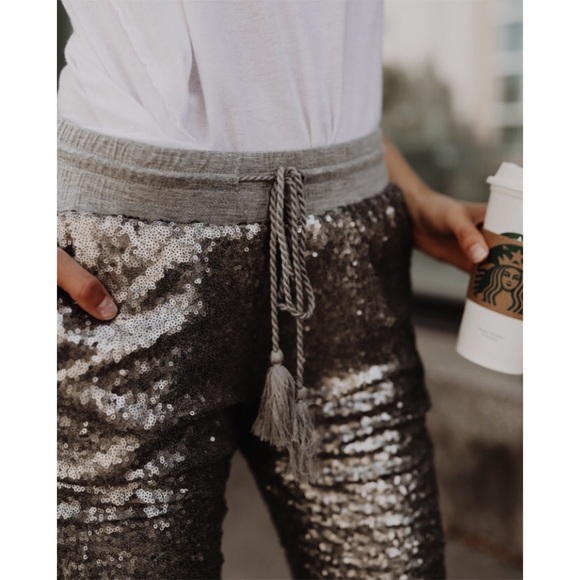 🆕LAST ONE Silver Sequin Jogger Pants - Picture 6 of 8