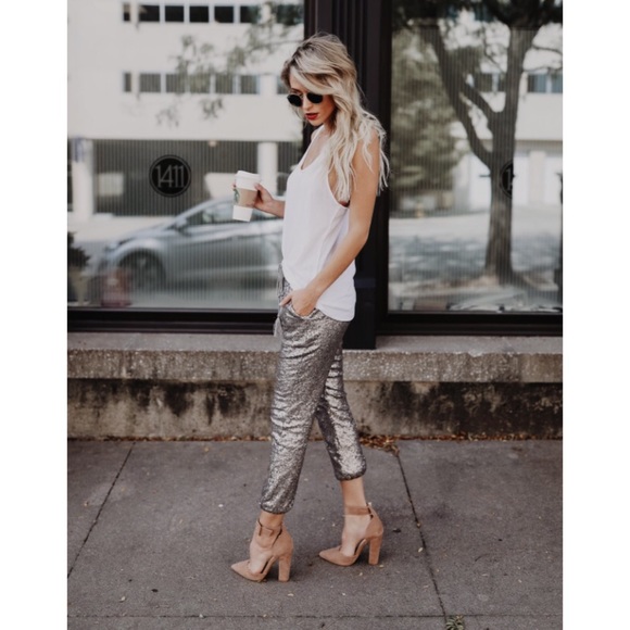 🆕LAST ONE Silver Sequin Jogger Pants - Picture 7 of 8