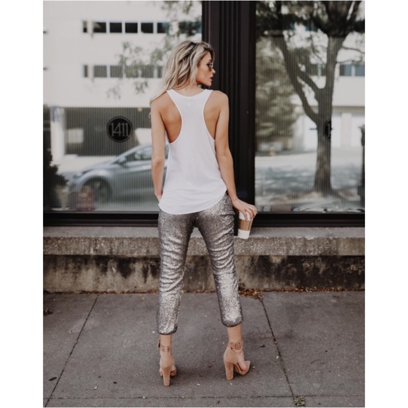 🆕LAST ONE Silver Sequin Jogger Pants - Picture 8 of 8