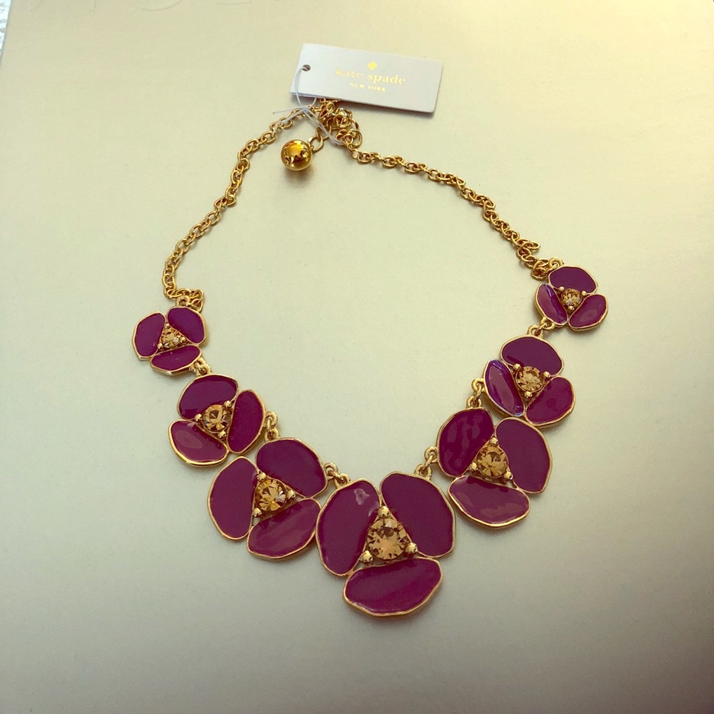 Kate spade disco pansy statement necklace purple