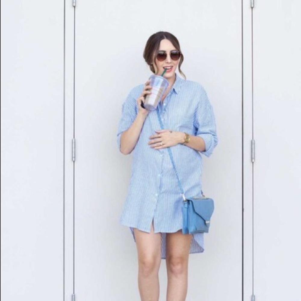 Zara blue/ white stripes boyfriend shirt dress
