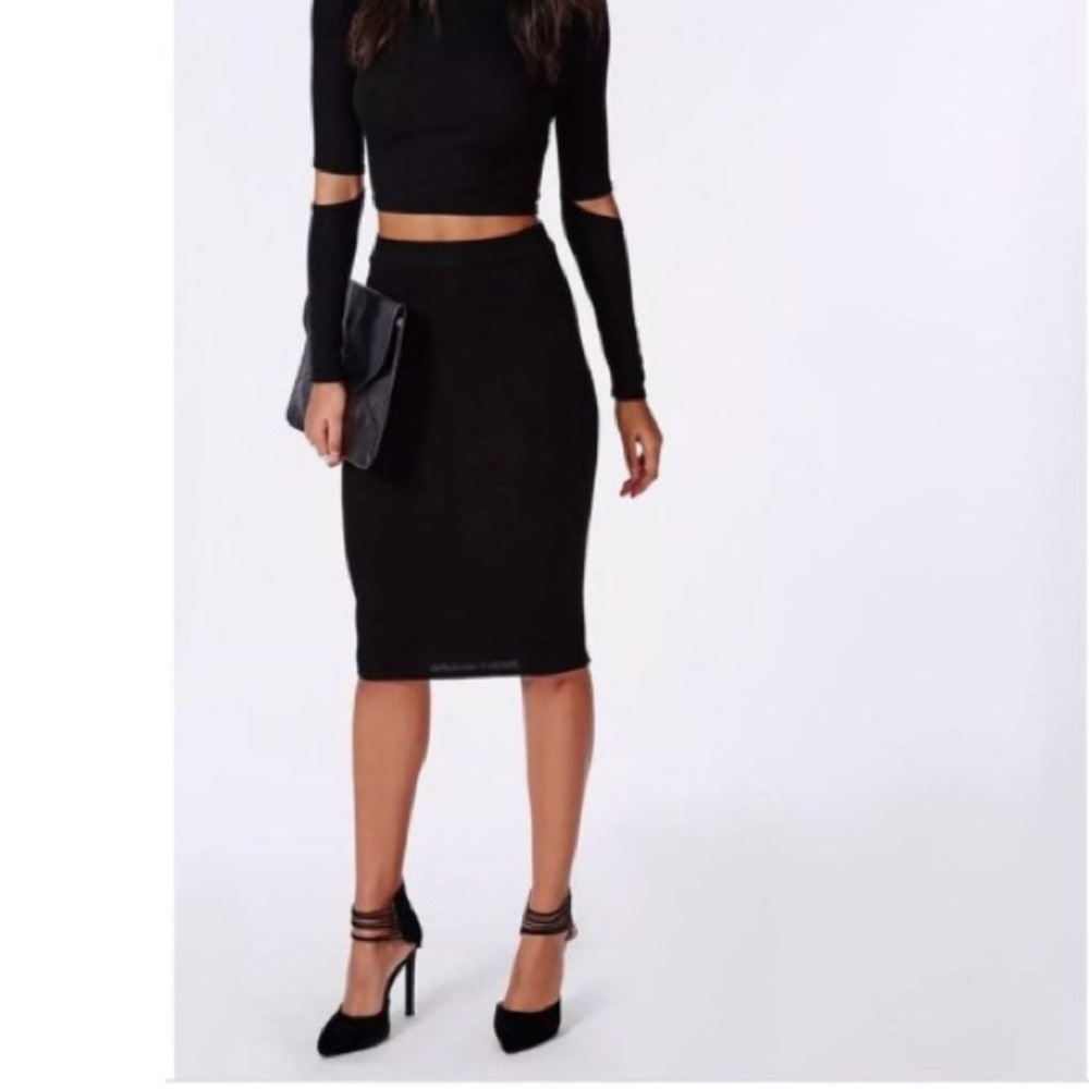 Black Bodycon Midi Skirt