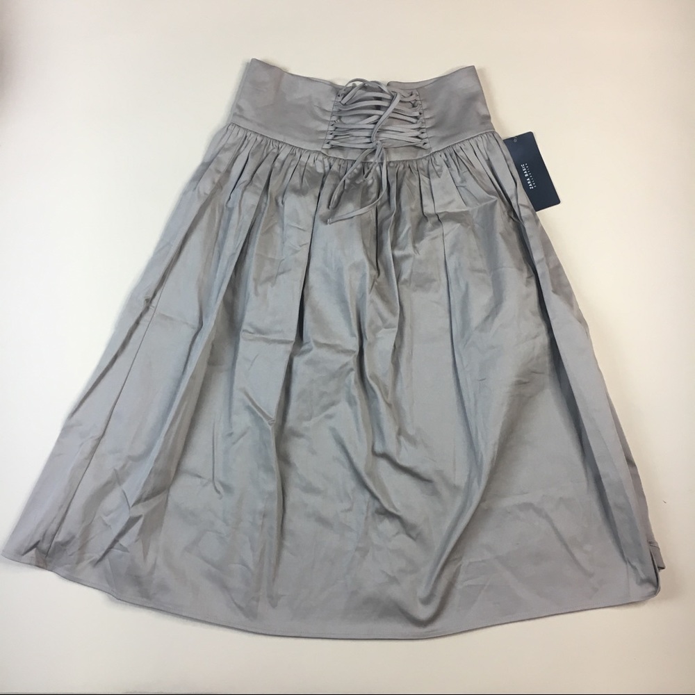 NWT ZARA Corset Waist Khaki Midi Skirt