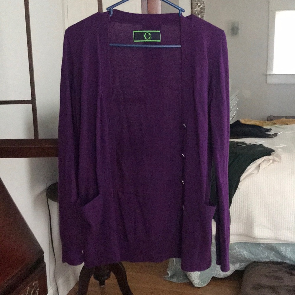 Long Purple Cardigan w/ Pockets