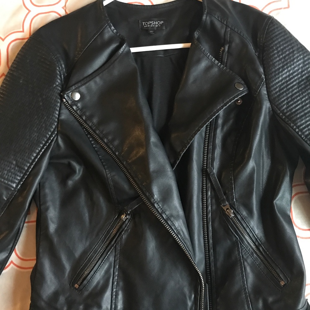 Top shop faux black leather jacket