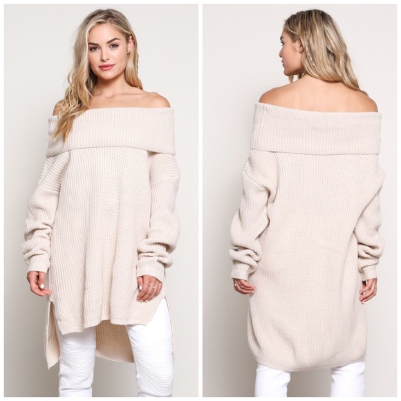 Sweaters - Off Shoulder or Cowl Neck Sweater