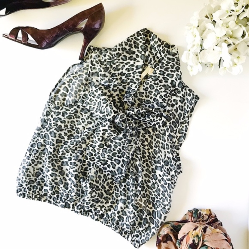 Last Kiss Sheer Leopard Print  blouse