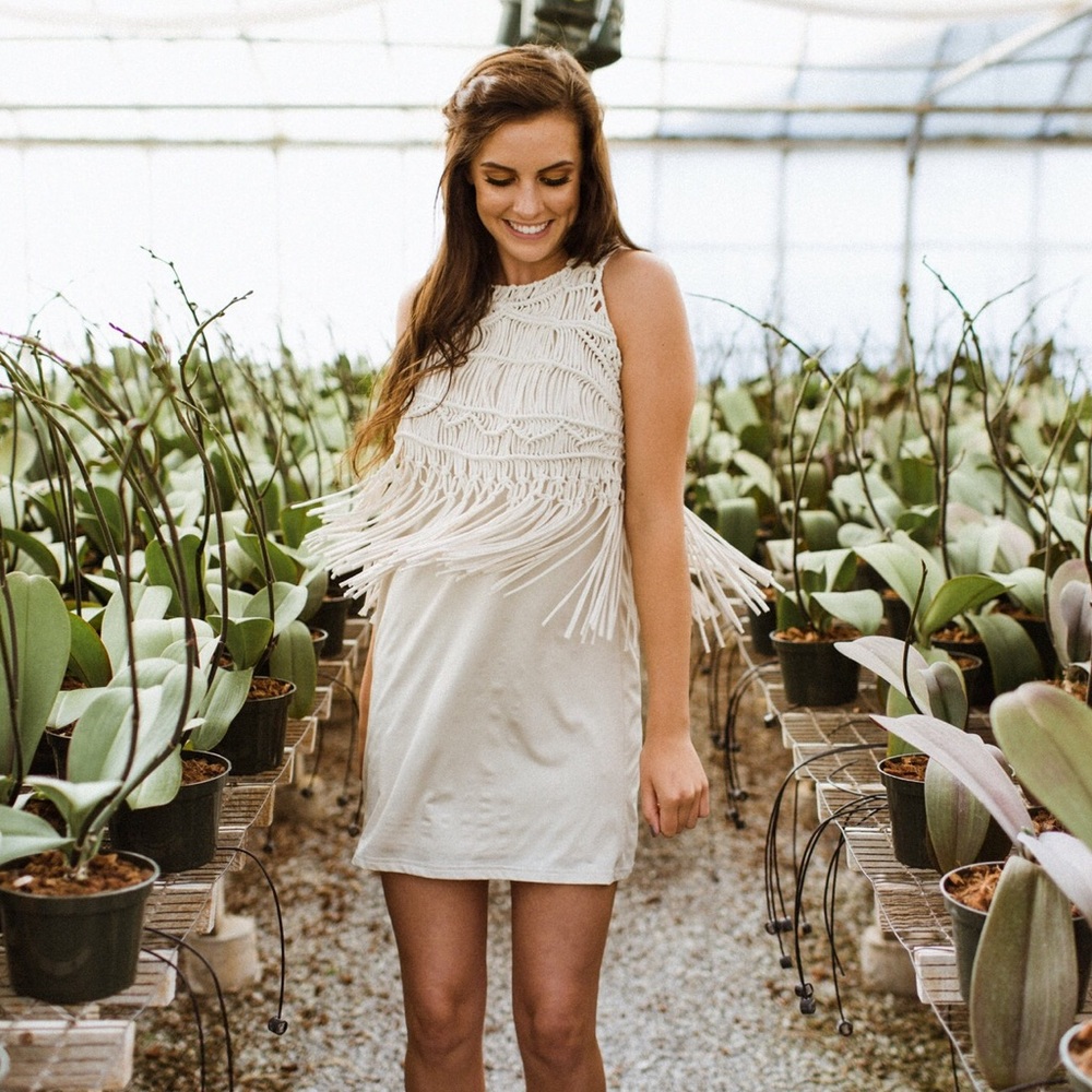 NWT Judith March Fringe Cream Dress