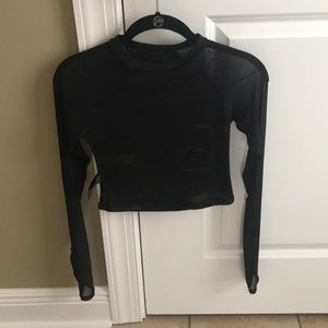 Long Sleeve Mesh Crop Top