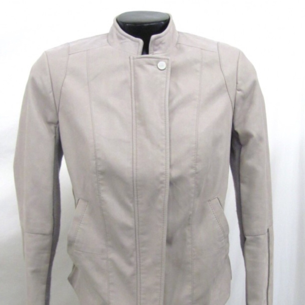 Free People leather jacket blush color