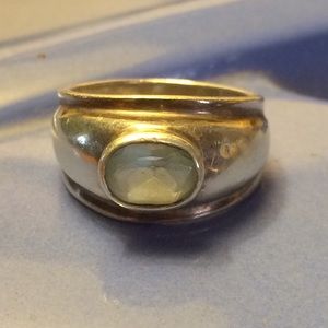 Vintage 80s Silver & Blue Aquamarine Ring Sz 7