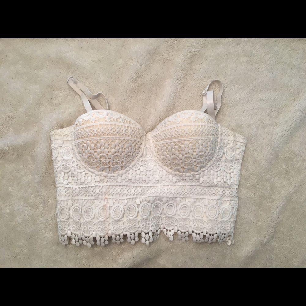 White Lace Corset Push-up Top