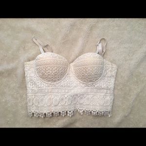 White Lace Corset Push-up Top