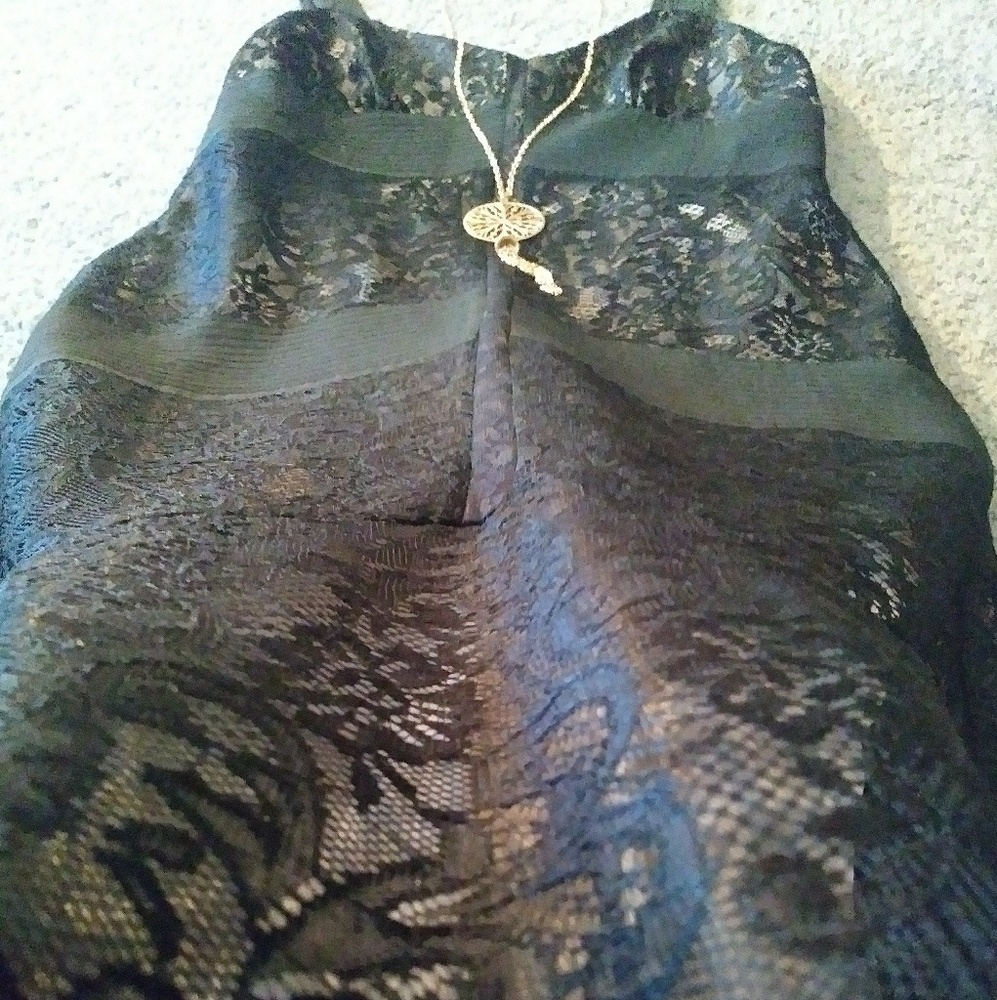Loft black and tan long dress size 8