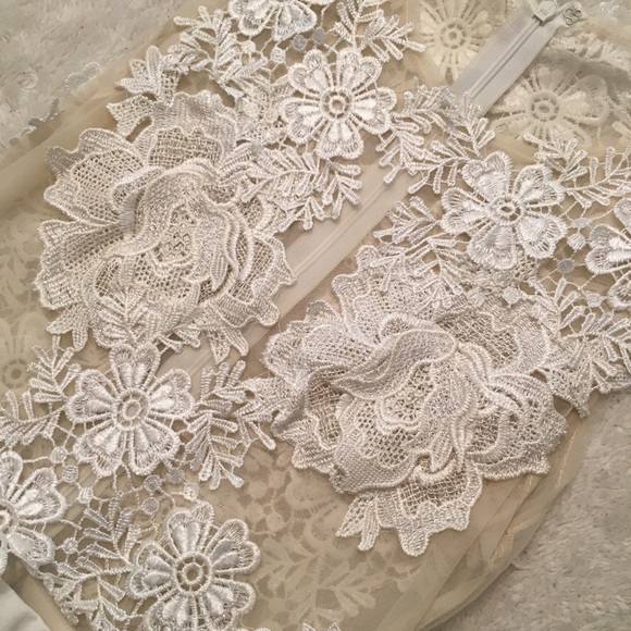 White Lace Bodycon Semi-Formal Prom Dress - Picture 2 of 3
