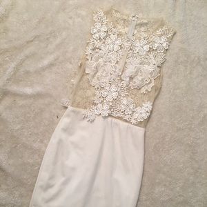 White Lace Bodycon Semi-Formal Prom Dress