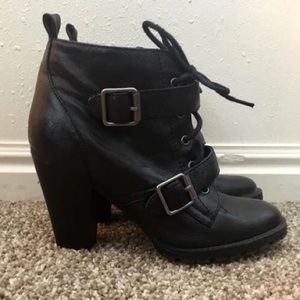 Madden girl black buckle booties