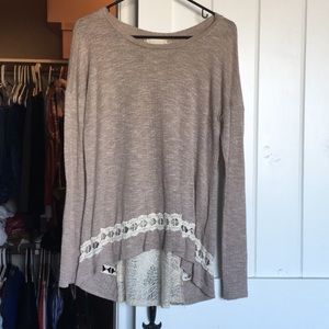 Altr’d State brown open lace in back shirt.