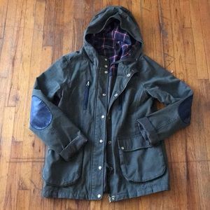 Topshop Utility Jacket Green Elbow Patches Plaid