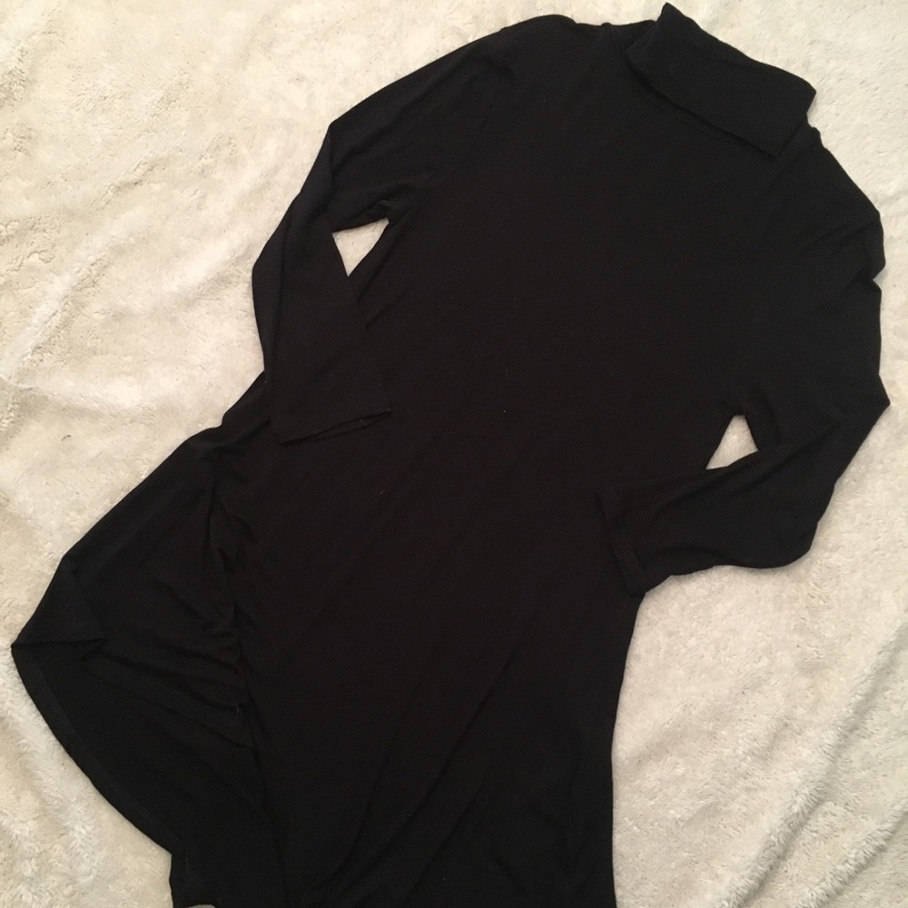 Black Asymmetrical cut 3/4 Sleeve t-shirt dress