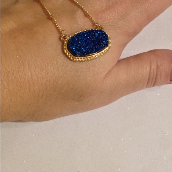 Blue Ink Drusy Necklace - Picture 2 of 5