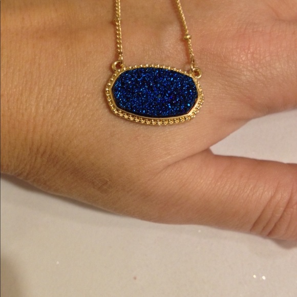 Blue Ink Drusy Necklace - Picture 4 of 5