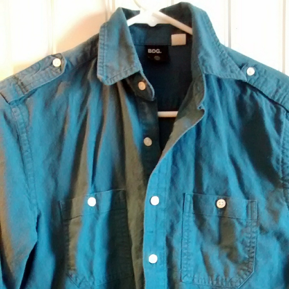 BDG Button down collared shirt in teal